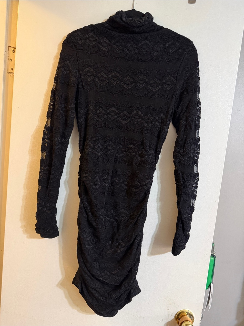 NWT Fitted Studio M Black Lace Long-Sleeve Turtleneck Dress Size Large
